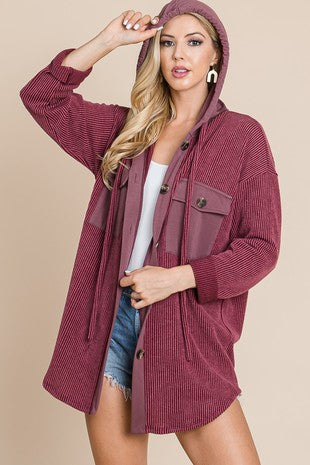 Flannel Button Down Jacket Top
