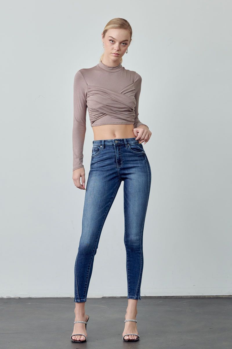 HIGH WAIST BUTTON FLY SKINNY JEANS