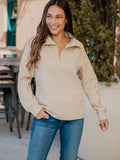 Ribbed Texture Quarter Zip Pullover