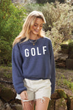 GOLF Mid length Cropped Graphic Fleece Pullover Relaxed Fit.