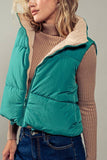 REVERSIBLE STAND COLLAR CROPPED PUFF VEST