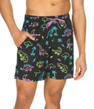 Neon Dinosaur Men's Stretch Swim Trunks - Fun Bathing Suit