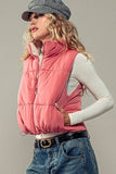 REVERSIBLE STAND COLLAR CROPPED PUFF VEST