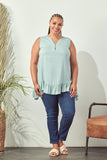 Deep V-Neck Tunic with ruffle End