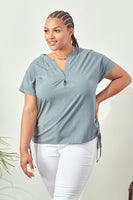 Ruched Side Drop Shoulder Top