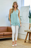 Deep V-Neck Tunic with ruffle End