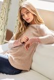 Pullover with Button Up Chenille Sleeve