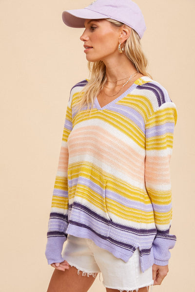 Variegated Stripe Sweater Hoodie