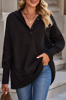 Casual Batwing Sleeve Pocketed Henley Hoodie