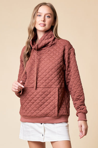 Funnel Neck Quilted Pull Over Top