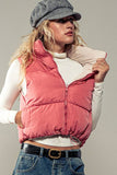 REVERSIBLE STAND COLLAR CROPPED PUFF VEST