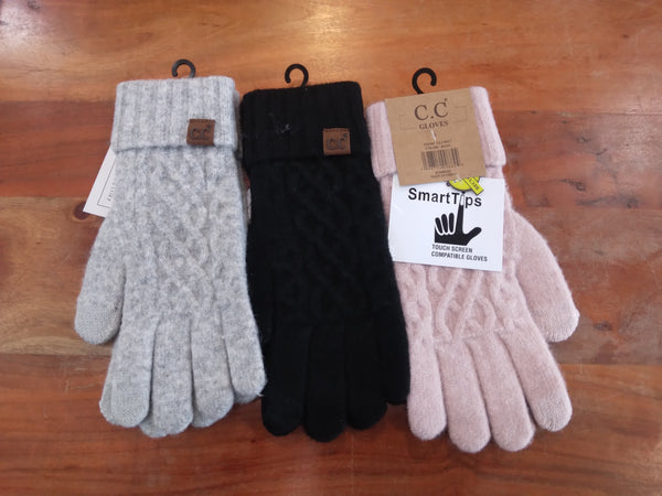 C.C. Solid Cable Knit Cuff Gloves