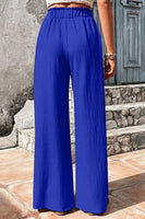 CWBMP0142_SUMMER CASUAL BUBBLE PLAID WIDE-LEG PANTS