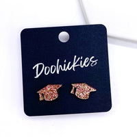 11mm Glittery Graduation Studs -Graduation Earrings