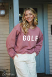 GOLF Mid length Cropped Graphic Fleece Pullover Relaxed Fit.