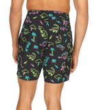 Neon Dinosaur Men's Stretch Swim Trunks - Fun Bathing Suit