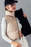 REVERSIBLE STAND COLLAR CROPPED PUFF VEST