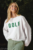 GOLF Mid length Cropped Graphic Fleece Pullover Relaxed Fit.