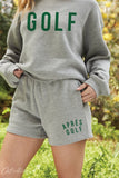 GOLF Mid length Cropped Graphic Fleece Pullover Relaxed Fit.