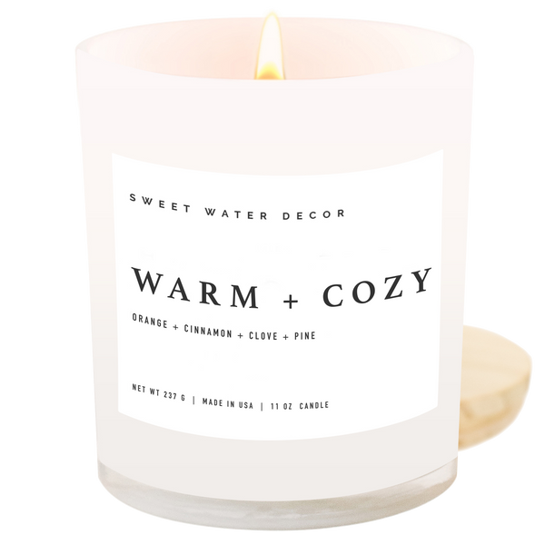Warm and Cozy 11 oz Soy Candle- Christmas Home Decor & Gifts