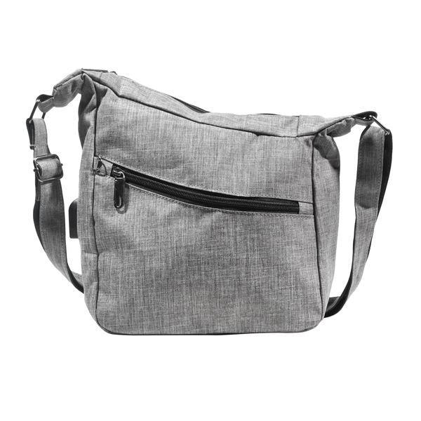 NuPouch Women's Anti-Theft Crossbody Bag - RFID Blocking, USB Charging Port, Slim Gray Sling Bag