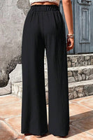 CWBMP0142_SUMMER CASUAL BUBBLE PLAID WIDE-LEG PANTS