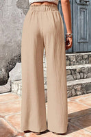 CWBMP0142_SUMMER CASUAL BUBBLE PLAID WIDE-LEG PANTS