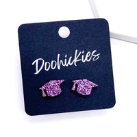 11mm Glittery Graduation Studs -Graduation Earrings