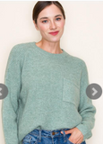 Chest Pocket Crew Neck Sweater