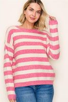 Bold striped crew pullover sweater