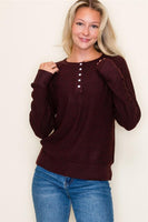 Henley neck Lt wt pullover sweater