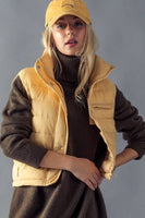 STRIPE QUILTED STAND COLLAR PADDED VEST JACKET