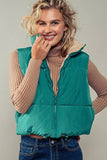 REVERSIBLE STAND COLLAR CROPPED PUFF VEST