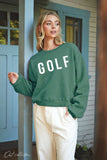 GOLF Mid length Cropped Graphic Fleece Pullover Relaxed Fit.