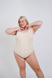 Tan Floral Print Backless One Piece