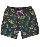 Neon Dinosaur Men's Stretch Swim Trunks - Fun Bathing Suit
