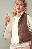 REVERSIBLE STAND COLLAR CROPPED PUFF VEST