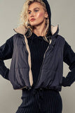 REVERSIBLE STAND COLLAR CROPPED PUFF VEST