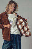 Plaid Lined Corduroy Flannel Shacket