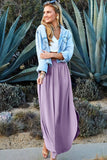 CWBLS041_SMOCKING WAIST MAXI SKIRT WITH SIDE POCKET