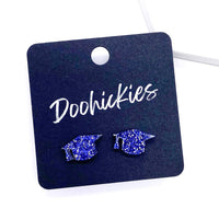 11mm Glittery Graduation Studs -Graduation Earrings