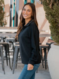 Ribbed Texture Quarter Zip Pullover