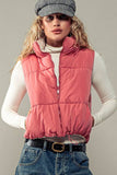 REVERSIBLE STAND COLLAR CROPPED PUFF VEST