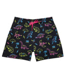 Neon Dinosaur Stretch Swim Trunks - Kid's Fun Bathing Suit