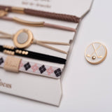 "Drive" Black and Cream Hair Tie Bracelets with Removable Ball Marker