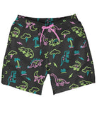 Neon Dinosaur Men's Stretch Swim Trunks - Fun Bathing Suit