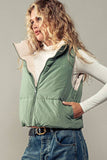 REVERSIBLE STAND COLLAR CROPPED PUFF VEST