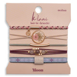 "Bloom" Maroon and Pink with Pressed Flowers Hair Tie Bracelets