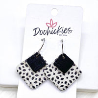 1.5" Lil' Willow Layered Diamonds -Earrings: White & Nude Leopard