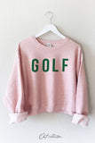 GOLF Mid length Cropped Graphic Fleece Pullover Relaxed Fit.